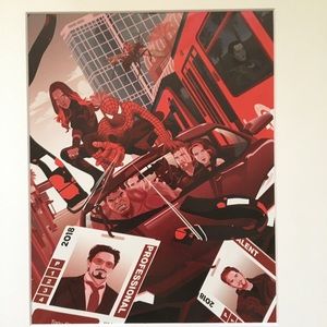 Avengers ComicCon Car Chase art matted